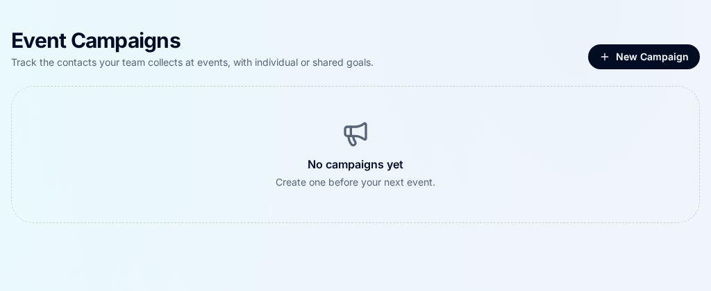 Event Campaigns page in the Kartatek company account